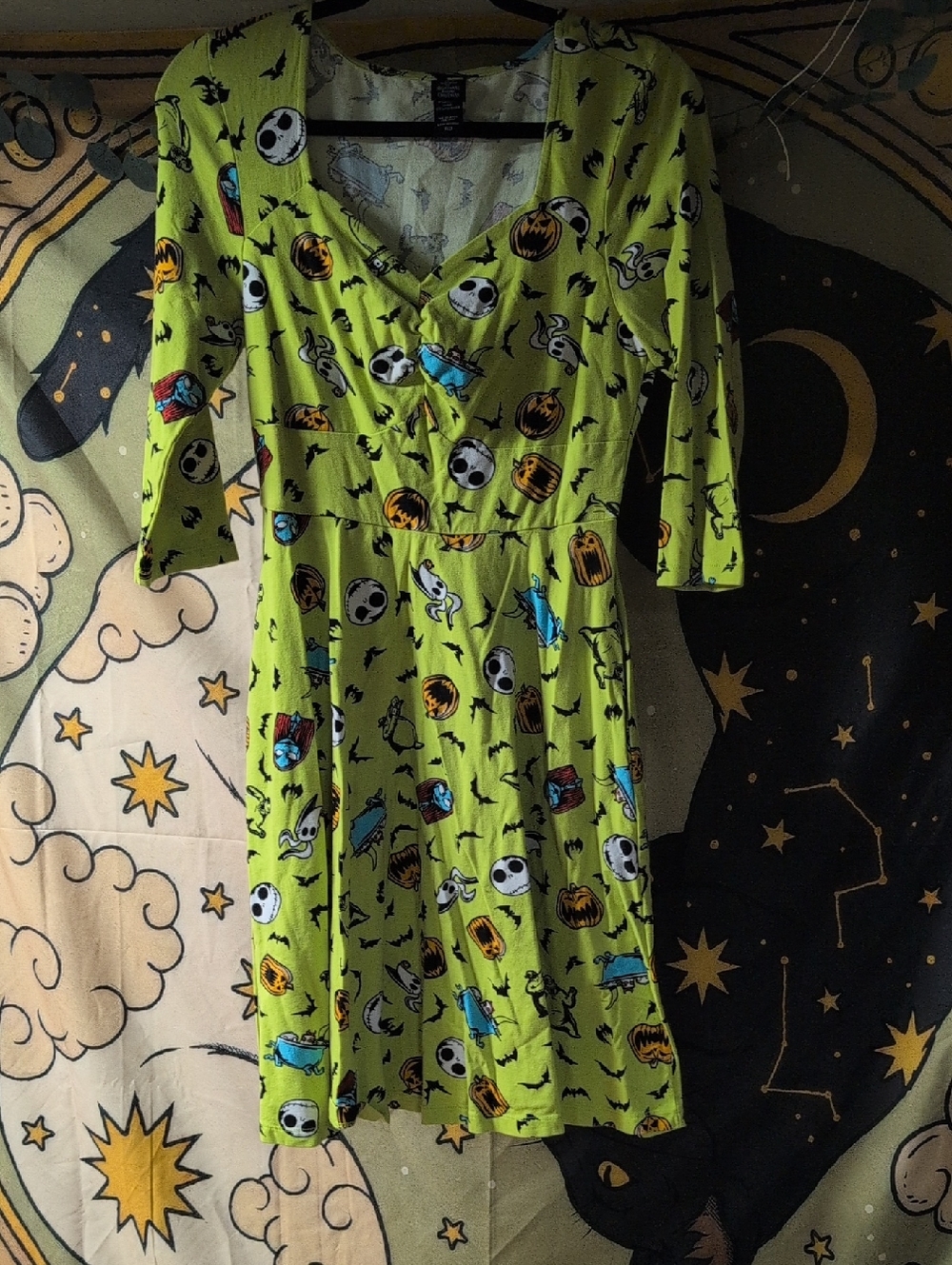 Disney Neon Green Nightmare Before Christmas Midi Dress